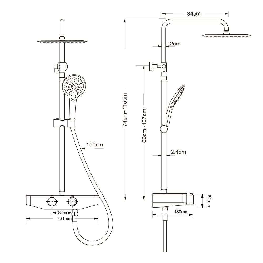 Chrom Thermostat Duschset Edelstahl Rund 30 cm - Image 3