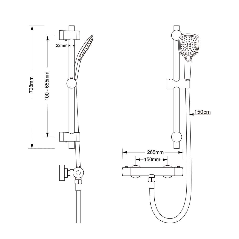 Chrome shower rail kit - Image 3