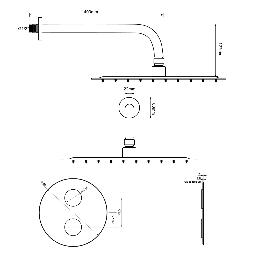 Mattschwarzes UP-Duschset - Image 3