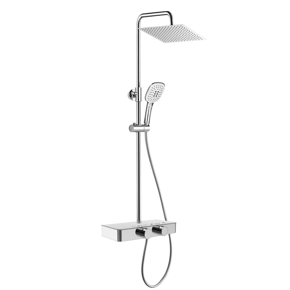 Chrom-Thermostat-Duschset mit quadratischem Edelstahl-Duschkopf 30x30cm