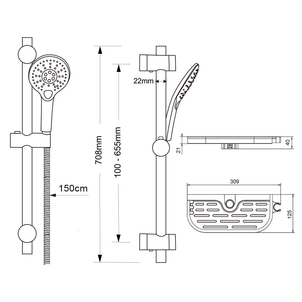 Chrom-Duschstangen-Kit - Image 3