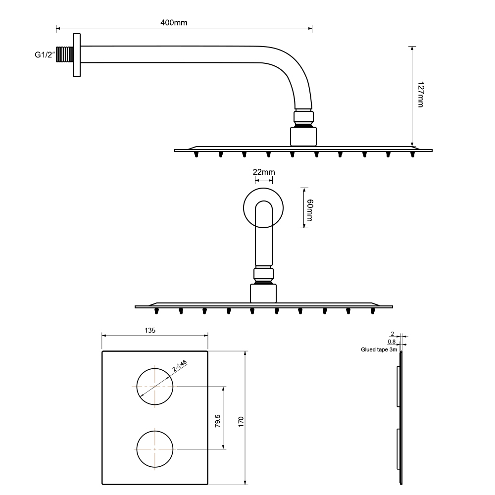 Mattschwarzes UP-Duschset - Image 3